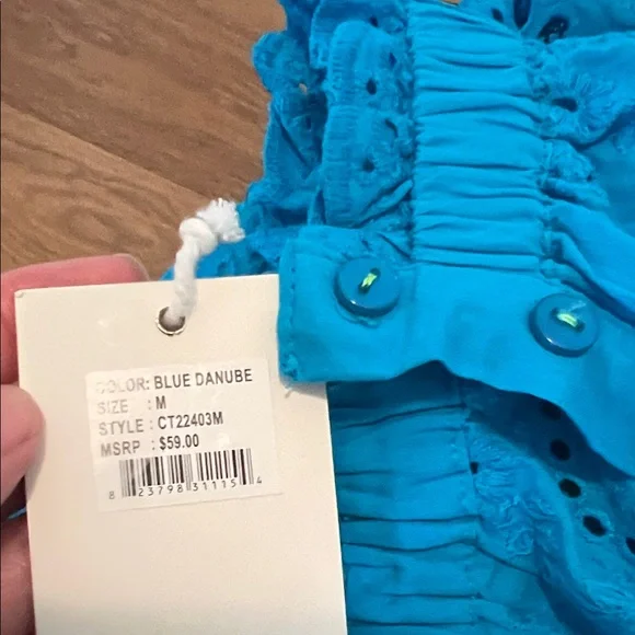 # 0891+ Women's Blue Eyelet Top - Picture 3 of 10